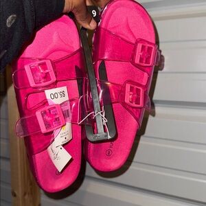 Pink Transparent Slide Sandals